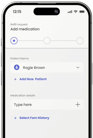 Quick Rx app prescription refill screen